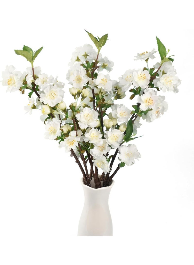 CLENEA شرائح الكرز 3PCS، شقرات الكرز الاصطناعي، شقرات الكرز الاصطناعي التقاط، شقرات الحرير الزائفة لتزيين طاولة العشاء للاحتفالات الزفاف المنزلية (أبيض) - Image 1